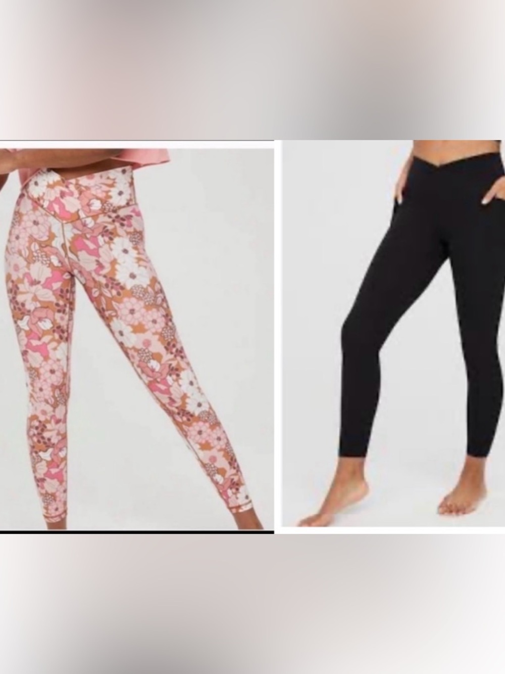 Lot of 2 Aerie High Waisted 7/8 Leggings Black & Pink Floral